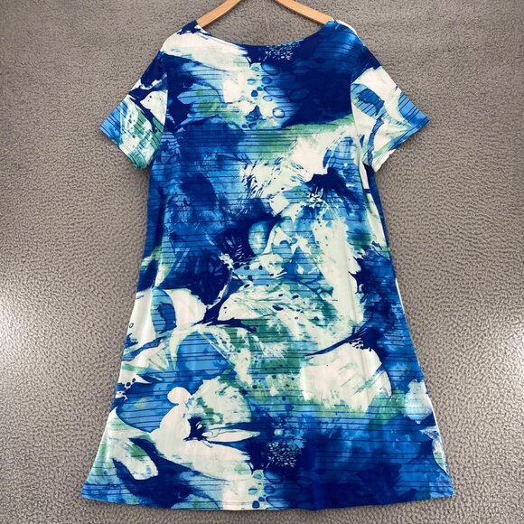 Chicos Dress Womens 3 US Extra Large Blue T Shirt Short Sleeve Stretch Pullover - Picture 10 of 11